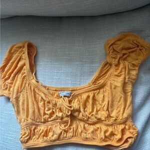 Urban Outfitters Orange Puff Sleeve Blouse